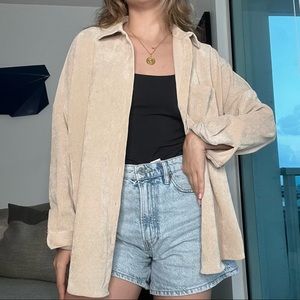 Zara oversized shirt in wide-wale cotton corduroy.